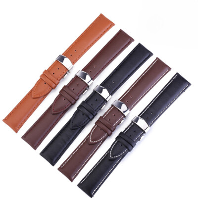 Premium Genuine Calf Leather Watch Strap Band Butterfly Clasp12-24mm Universal