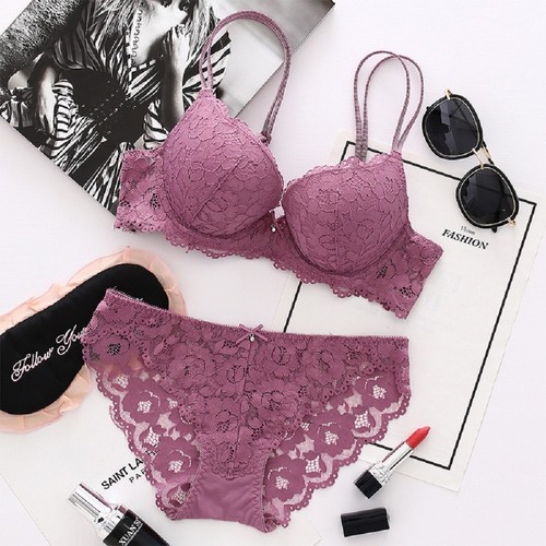Size:32 34 36 38 Cup:A B C Womens Lace Bra And Panty Sets Padded Push Up Bra Set - Picture 8 of 63