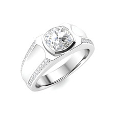 Platinum Diamond Band For Men Lab Created IGI Cushion 1.20 Carat PT950