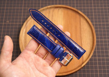 Real Blue Ostrich Leg Leather Watch Band Bespoke Watch Strap Handmade