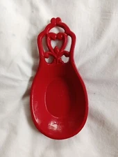 Red Enameled Cast Iron Farmhouse Spoon Rest 8.25"