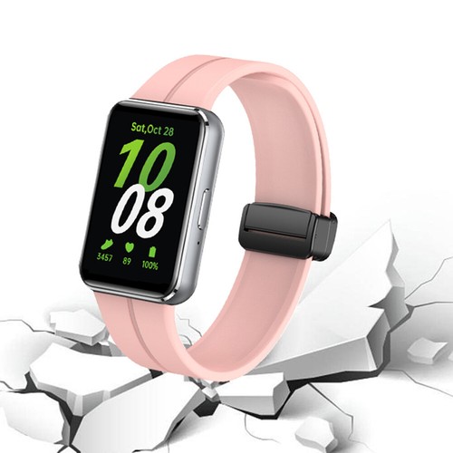 Silikonarmband mit magnetischer Faltschließe für Samsung Galaxy Fit 3 (Rosa) - Zdjęcie 4 z 11