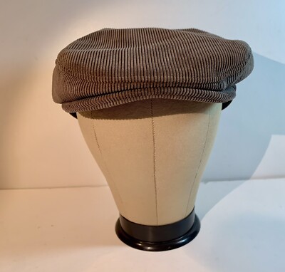 Wegener Brown Corduroy 59 Flat Cap Hat Newsboy Ear Flaps Nagy