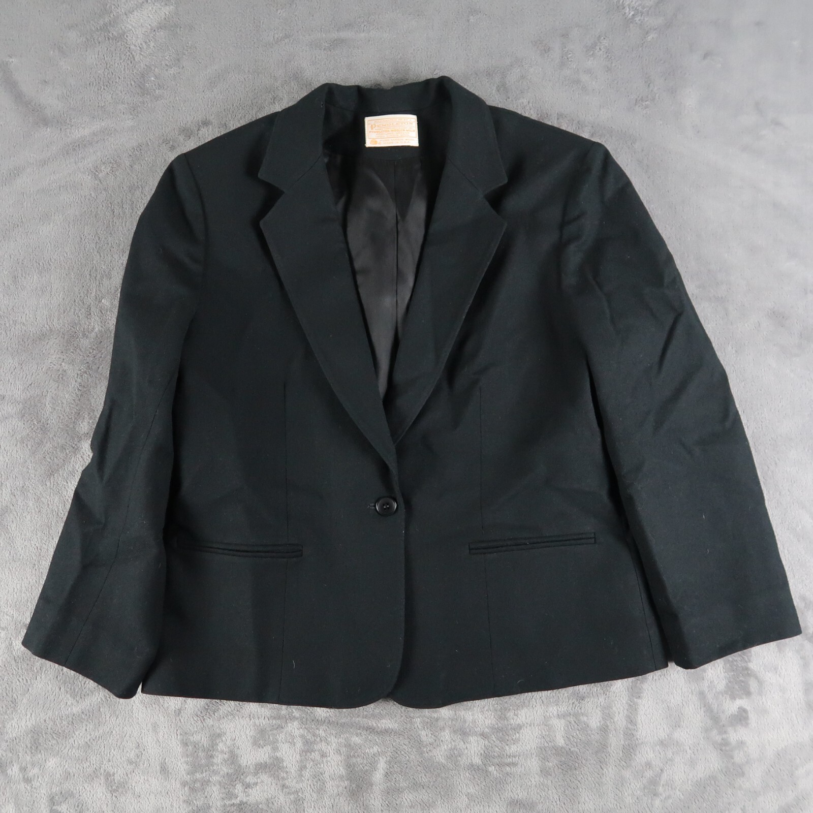 Vintage 70s Pendleton Wool Black Jacket Blazer Wo… - image 1
