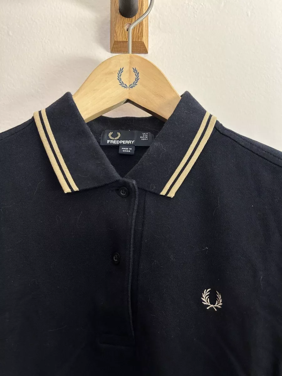 FRED PERRY TWIN TIPPED POLO SHIRT G3600 608 NAVY / CHAMPAGNE - UK