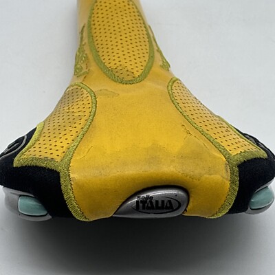 Vintage Selle Italia TRi Matic 2 Yellow Leather Genuine Gel Saddle