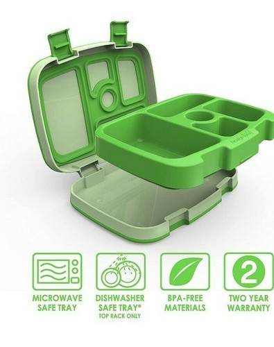 Bentgo Lunch Box Antiperdite Senza BPA Verde Solido Bambini Età 3-7 - Foto 3 di 11