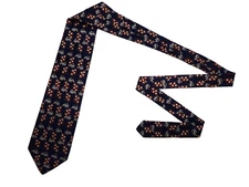 XMI Tie Men's Blue Heraldic 100% Silk Necktie Handmade In USA