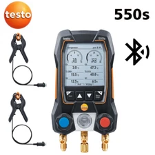 Testo 550s Digital Manifold Refrigerant Meter W/ Wired Clamp Temperature Probes
