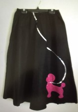 NIFTY 50'S POODLE SKIRT COSTUME-ELASTIC WAIST-HOT PINK POODLE -WAIST 25  -38