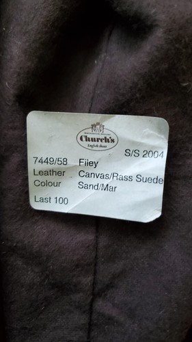 Church's * Filey * Canvas / Suede Made in England 9.5 D Good w Shoe Bags N Box - Picture 10 of 10