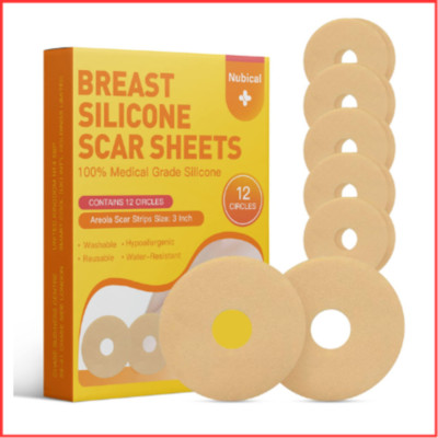 SILICONE SCAR SHEETS for Breast Areola Gel Circles Post Surgery 12ct NUBICAL