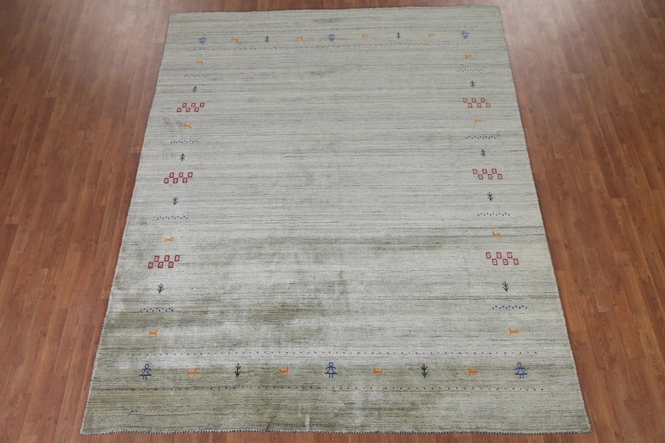 Alfombra de comedor hecha a mano Little Character/Animal Green Gabbeh 8'x10' Foto 2 de 4