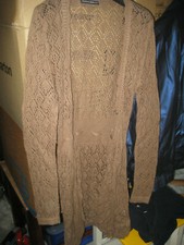 VINTAGE  Hippie Flower Power BOHO Häkel Mantel 70er Romantisch sexy braun S-M