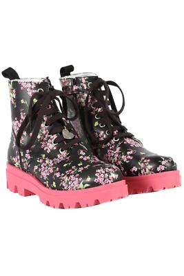 MONNALISA SCHWARZ UND PINK KINDER MÄDCHEN LEDER STIEFEL EU 34 UK 2 US 3