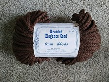 Brown 6mm Braided Elegance Macrame Craft Cord 100 Yards Vintage New Clean