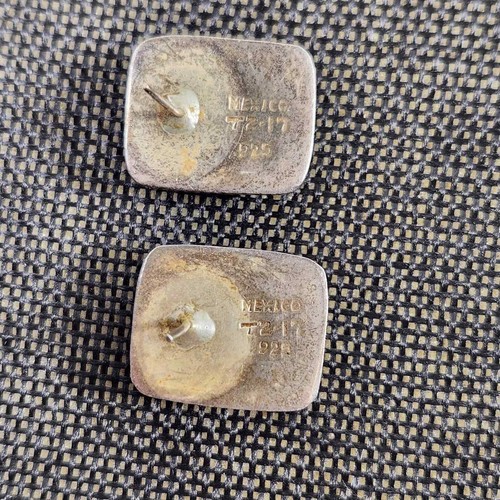 Pendientes de poste de jaspe de plata esterlina 925 vintage Taxco T2-17 - Imagen 6 de 6