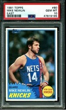 1981 Topps Basketball Card Mike Newlin - Graded PSA 10 Gem Mint #80 East Pop 21.