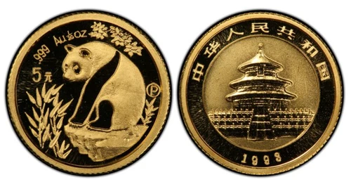 1993 1/20 Oz 5 Yuan China Gold Panda Coin Proof NGC PF68 - PSL
