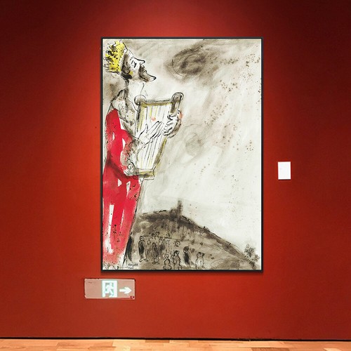 Gerahmte Leinwand Wandbild Menschen in Rot von Marc Chagall Wohnzimmer Wohndeko - Bild 3 von 21