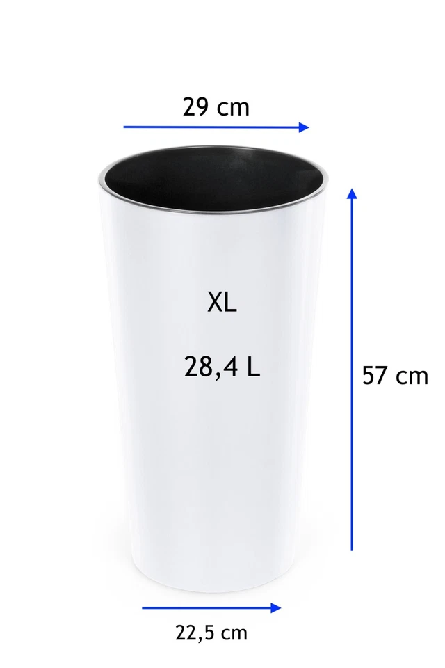 Blumenkübel XL + XXL weiß Rund Hochglanz Blumentopf Pflanzeinsatz Übertopf - Bild 4 von 4