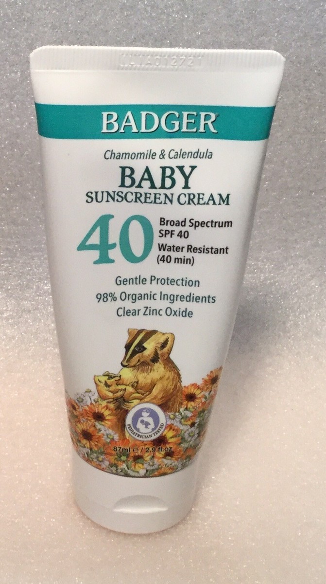 Chamomile Calendula SPF 40 Baby Sunscreen Cream by Badger,