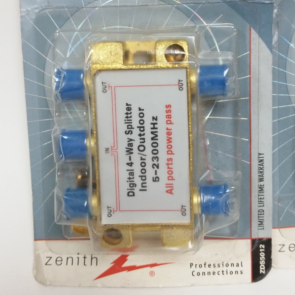 Zenith Digital Cable and Satellite 4-Way Splitter 5-2300 MHz