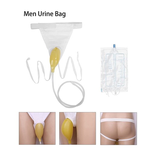 3Pcs breathable men's urine bag bed incontinence collector with catheter 1000ml - Bild 9 von 10