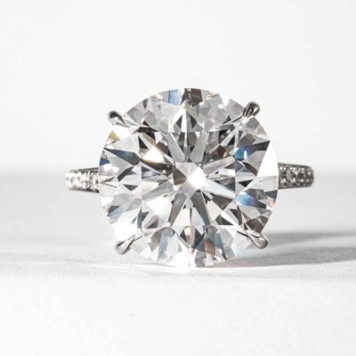 4.98 TCW Round Cut Moissanite Big Stone Engagement Ring 14k White Gold Plated