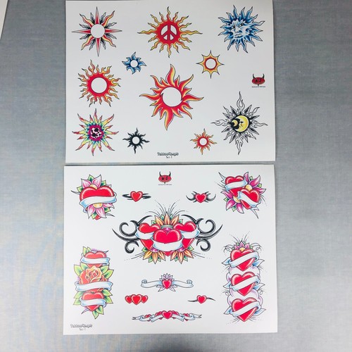 Tattoo Flash Sheet Set Vintage style art 10 color with outline pairs Plus 2 more - Picture 3 of 15