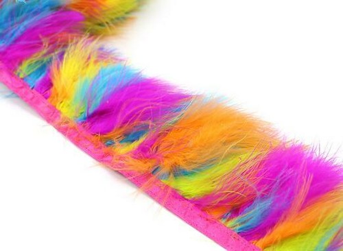 Turkey Marabou Fringe Trim 10 Yards Turkey Feather Marabou Fringe Sewn On Tape - Picture 5 of 45