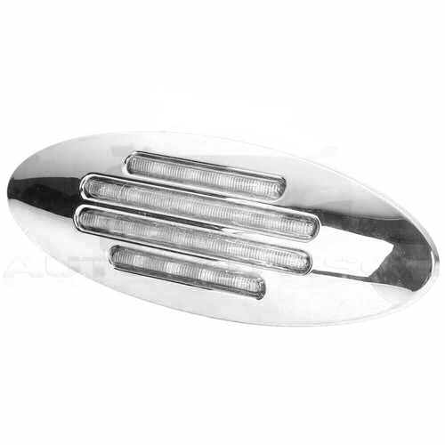 4X Oval 6.7" White LED Truck Trailer Side Marker Clearance Light Chrome Base - Picture 3 of 7
