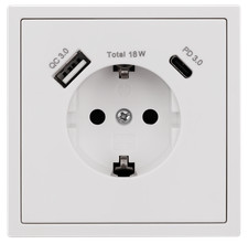 Schutzkontakt-Steckdose Shallow 1x USB-C - 18W Quickcharge - 1x USB-A