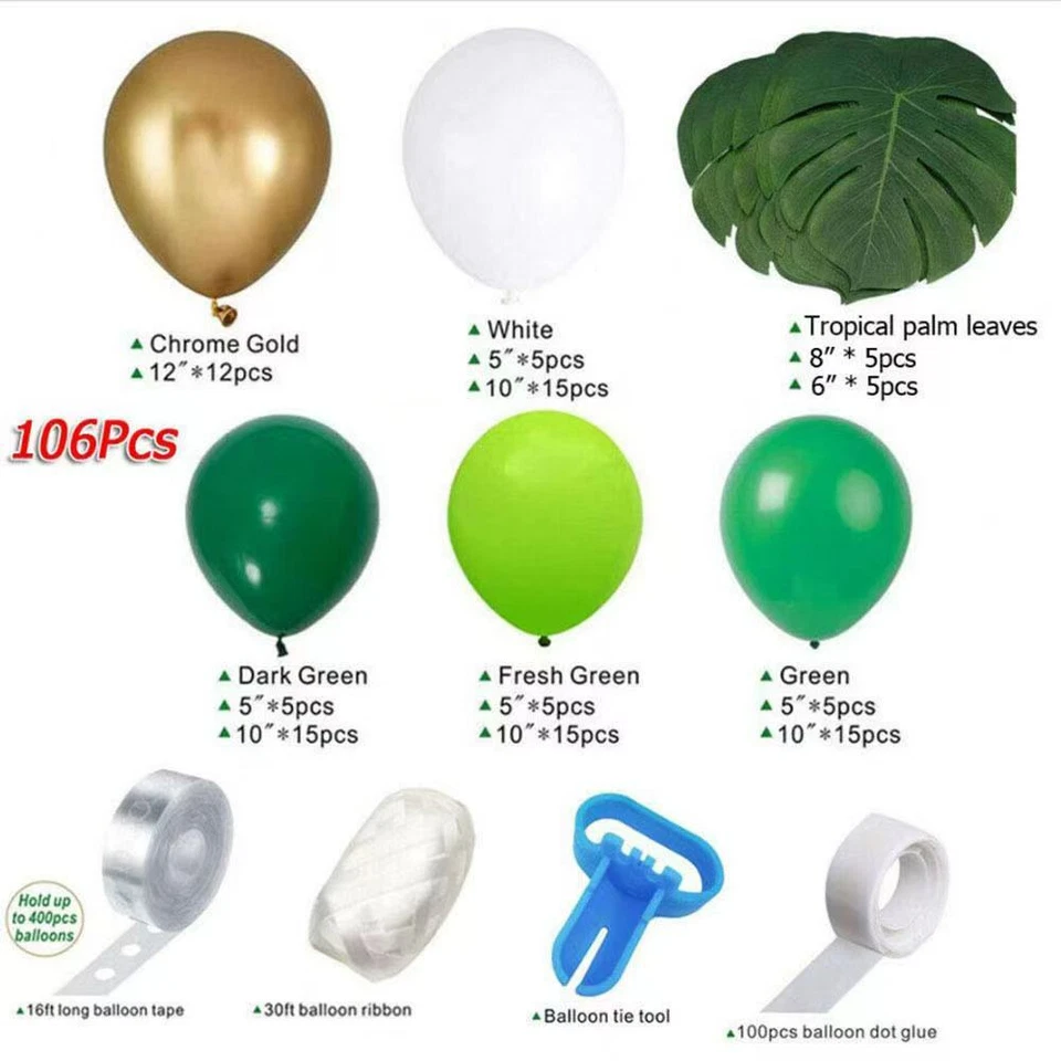 Jungle Safari Green Balloons Arch Garland Kit Baby Birthday Party Decor 106Pcs  - Image 4 of 4
