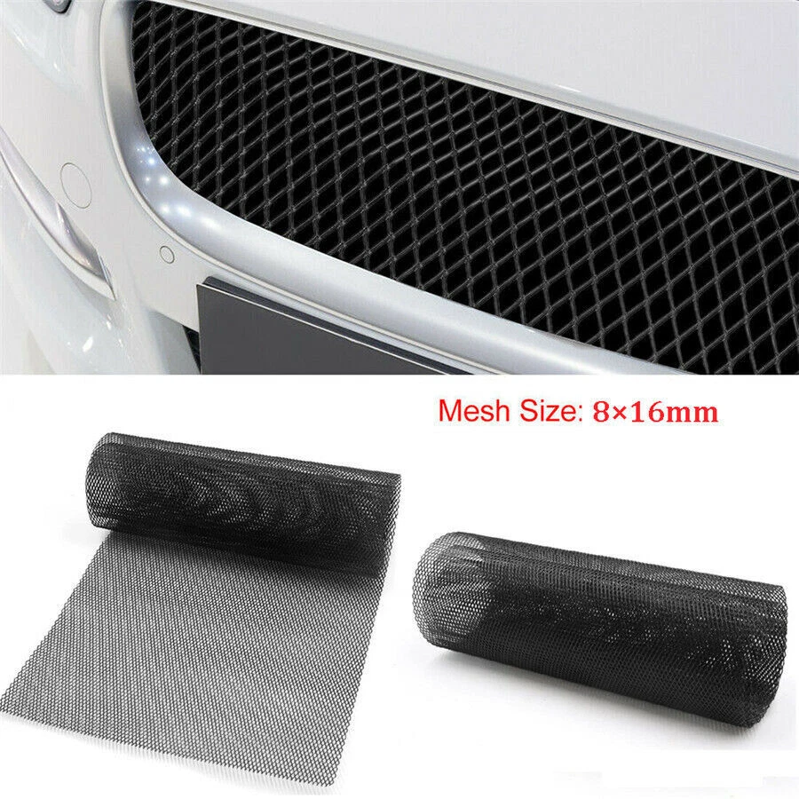 Black Aluminum Mesh Grill Cover 40" x 13" Car Bumper Fender Hood Vent Grille Net - Image 2 of 4