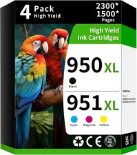 NEW Compatible Ink Cartridges Combo Pack HP 950 951 - 4 Pack Black Cyan Magenta