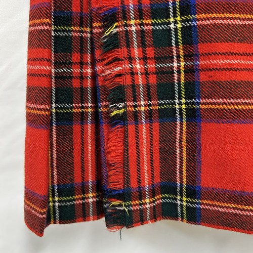 Vtg Triminghams Bermuda Youth 12 Red Plaid Royal Stewart Wool Pleated Wrap Skirt - Picture 3 of 8