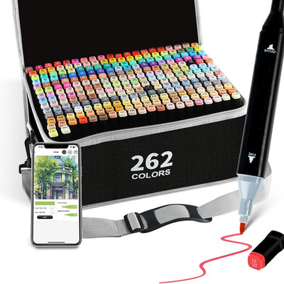 Portable 262 Colors Alcohol Markers: Dual Tip Art Pen Set for Creative Mastery