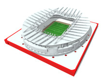 Arsenal Emirates Stadium replica model at 1:1000 scale with frame + lightbox