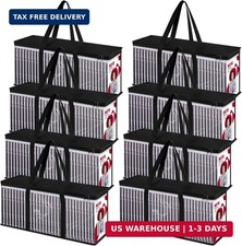 QTLCOHD 8 Pack DVD Storage Bags, Clear PVC DVD Case Holder with Handles, Front W