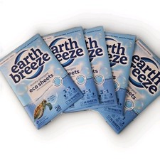 EARTH BREEZE LAUNDRY ~ 5 Pack DETERGENT SHEETS• SCENT FREE•14 Sheets  28 Loads