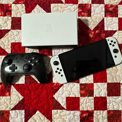 Nintendo Switch OLED Model 64GB White Joy-Con Console w/ Dock & Pro Controller