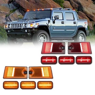 GTINTHEBOX Top Clearance Marker Light for 2003-2009 Hummer H2, 5pcs Amber & Red