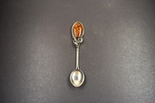 Zierl&ouml;ffel Silber 925 Punzen und Griff mit Bernstein, wohl Ostseeraum