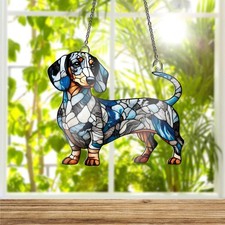 Dapple Dachshund Acrylic Window Hanging: Wiener Dog Gift