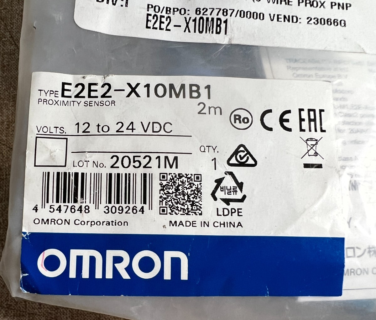 Omron E2E2-X10MB1 Proximity Switch Sensor 12 to 24 VDC