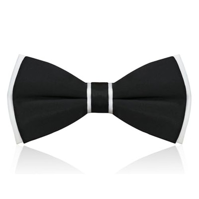 Bow Ties for Men Pre-tied Black Bow Tie for Man Solid Color Bowties Black,white