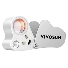 VIVOSUN 30X 60X Illuminated Jewelers Loupe Foldable Magnifier with LED Light...
