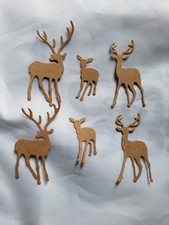 6 Christmas Deer Cardstock die cuts scrapbook cards