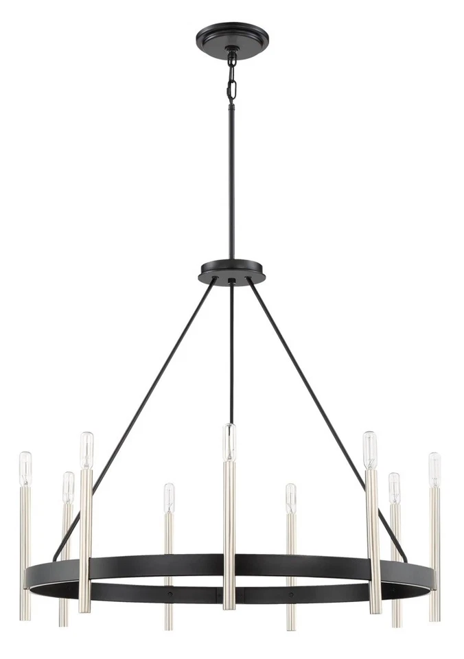 Lámpara de araña con himno de 9 luces Quoizel, negro místico - ATH5009K Foto 3 de 4